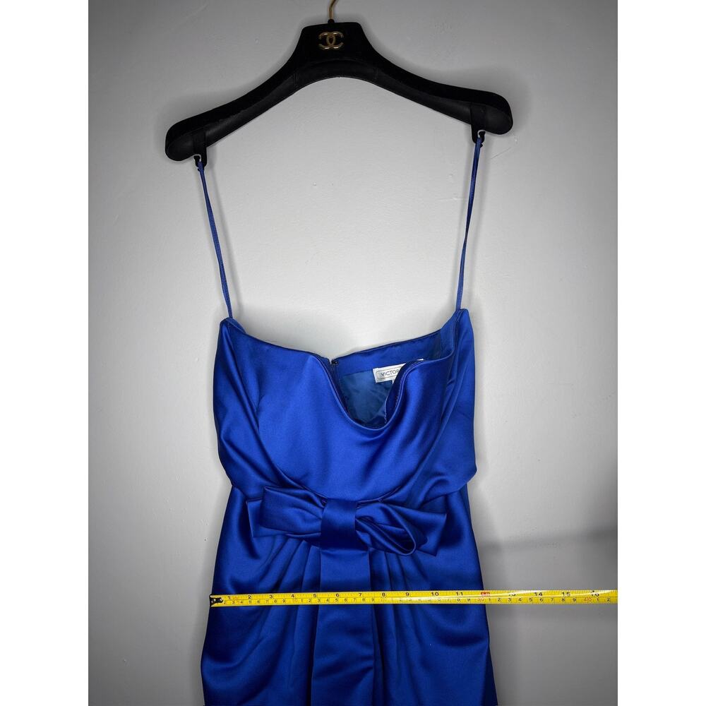 Vintage Victor Costa Royal Blue Satin Cocktail Dress Elegant Party Gown Size XS - Picture 4 of 5